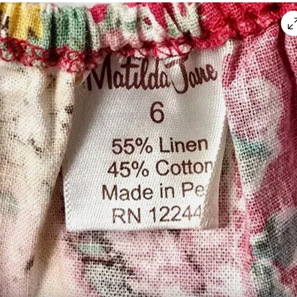 Matilda Jane Linen Blend Top  Flare Sleeve Sparkletown Holly Fiona Red Floral  6 - Picture 5 of 7